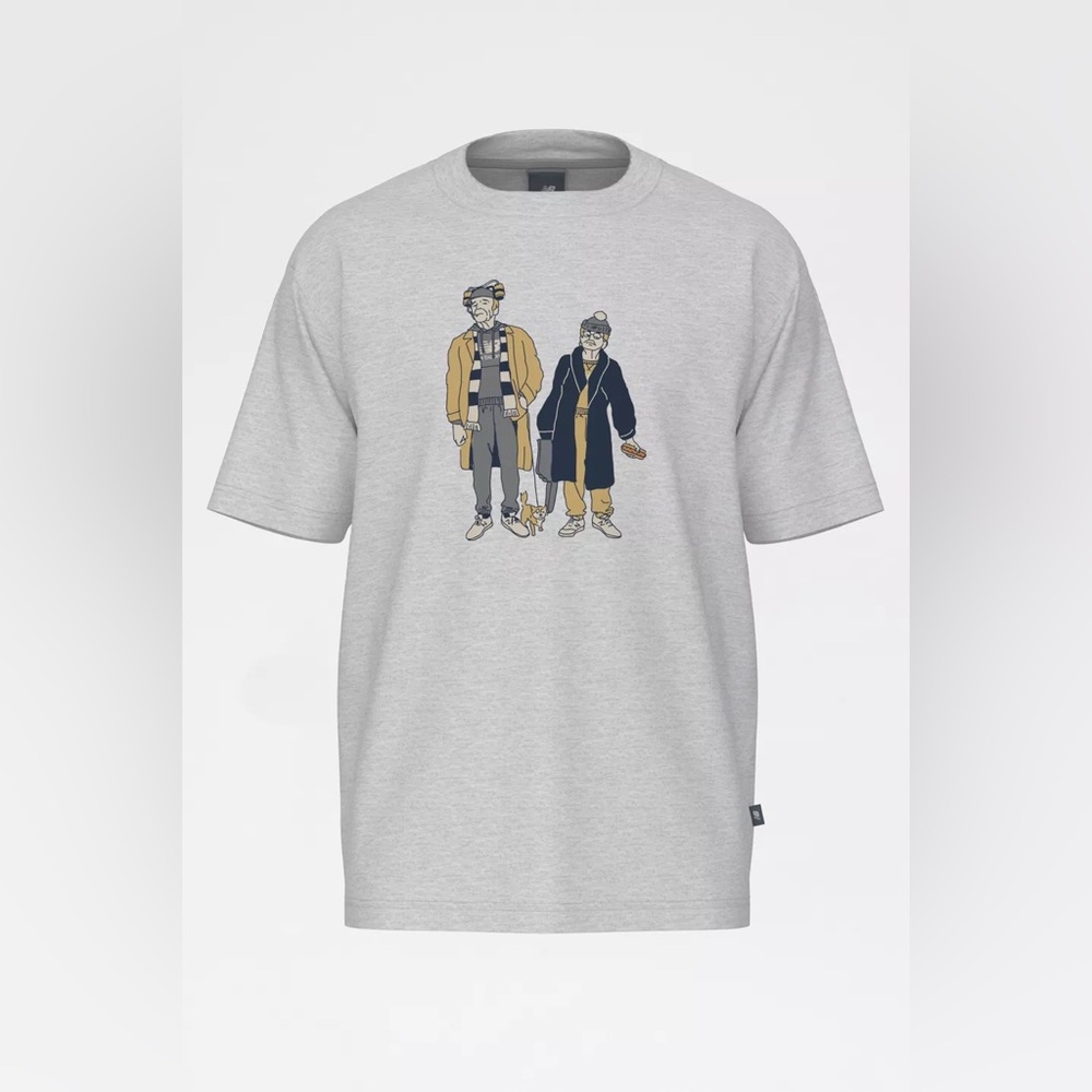 New Balance Never Age Tennis Court Graphic Cotton Tee T Shirt Heather Gray M NEW
